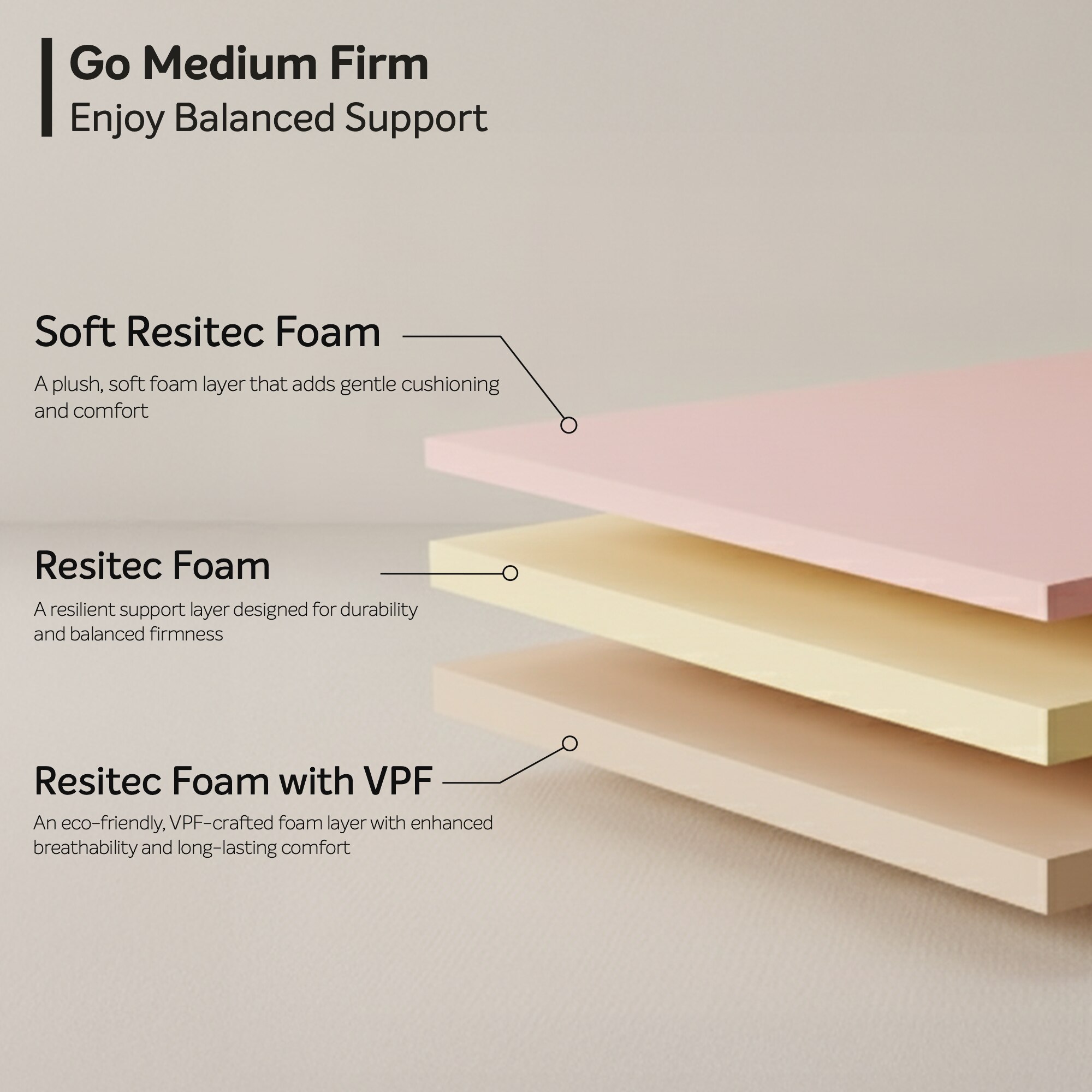 Sleepwell My Mattress Medium Firm High-Resilience (HR) Foam High Density (HD) Foam Queen Size (Thickness: 6 Inches, Dimensions: 75 X 60 Inches)