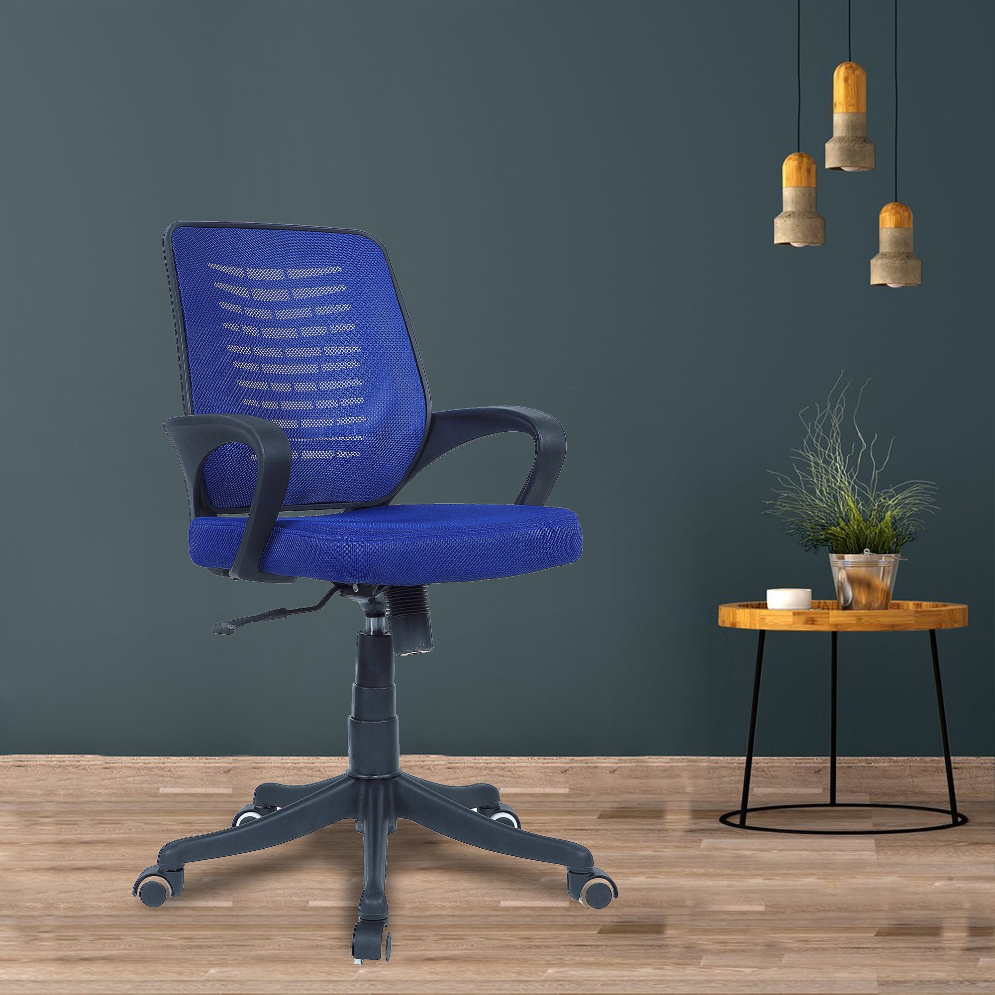 Diicea Mid Back Ergonomic Chair in Blue Colour