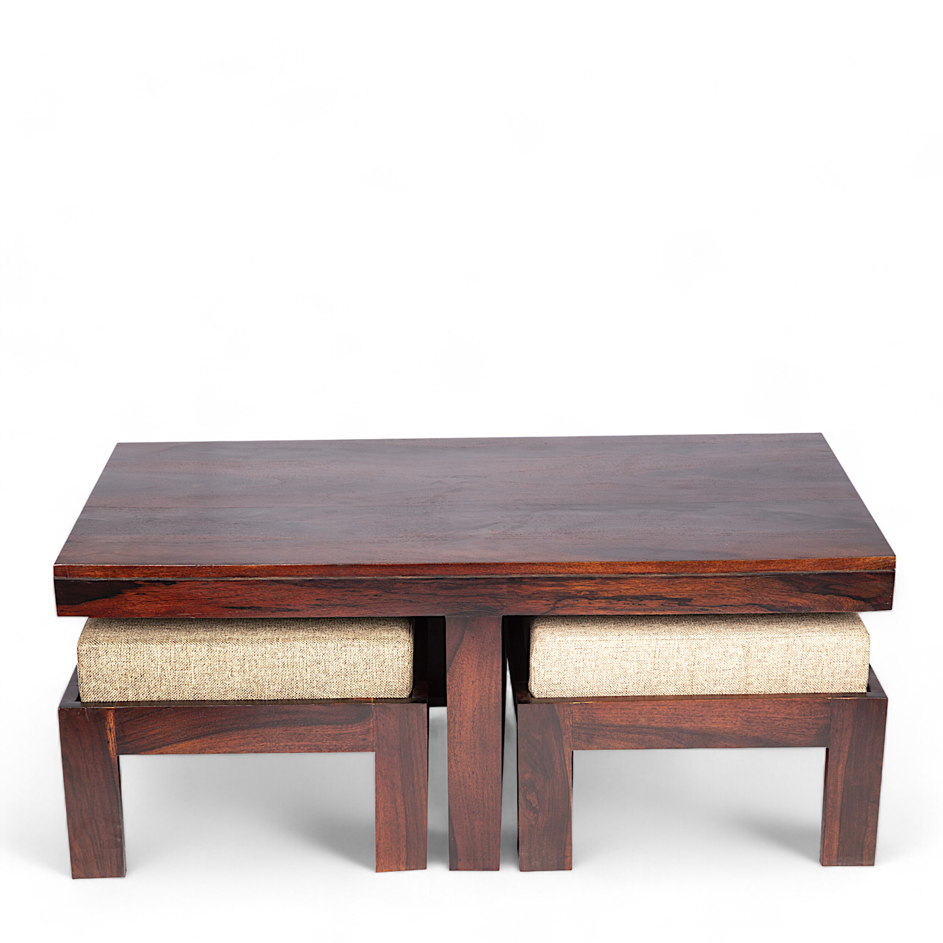 Irish Sheesham Wood 2 Seater Coffee Table Set In Walnut Finish