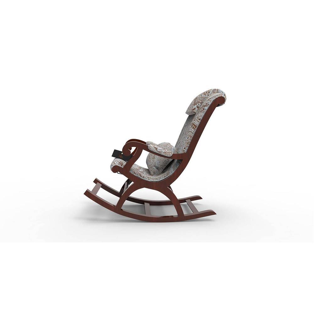 Raycine Solid Wood Rocking Chair in Beige printed Colour