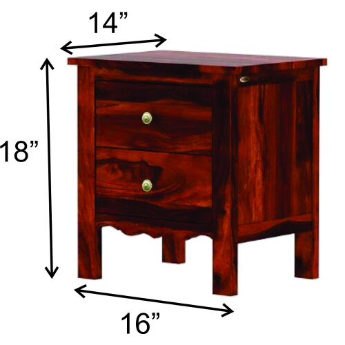 Aspen Solid Wood Bedside Table in Teak Finish