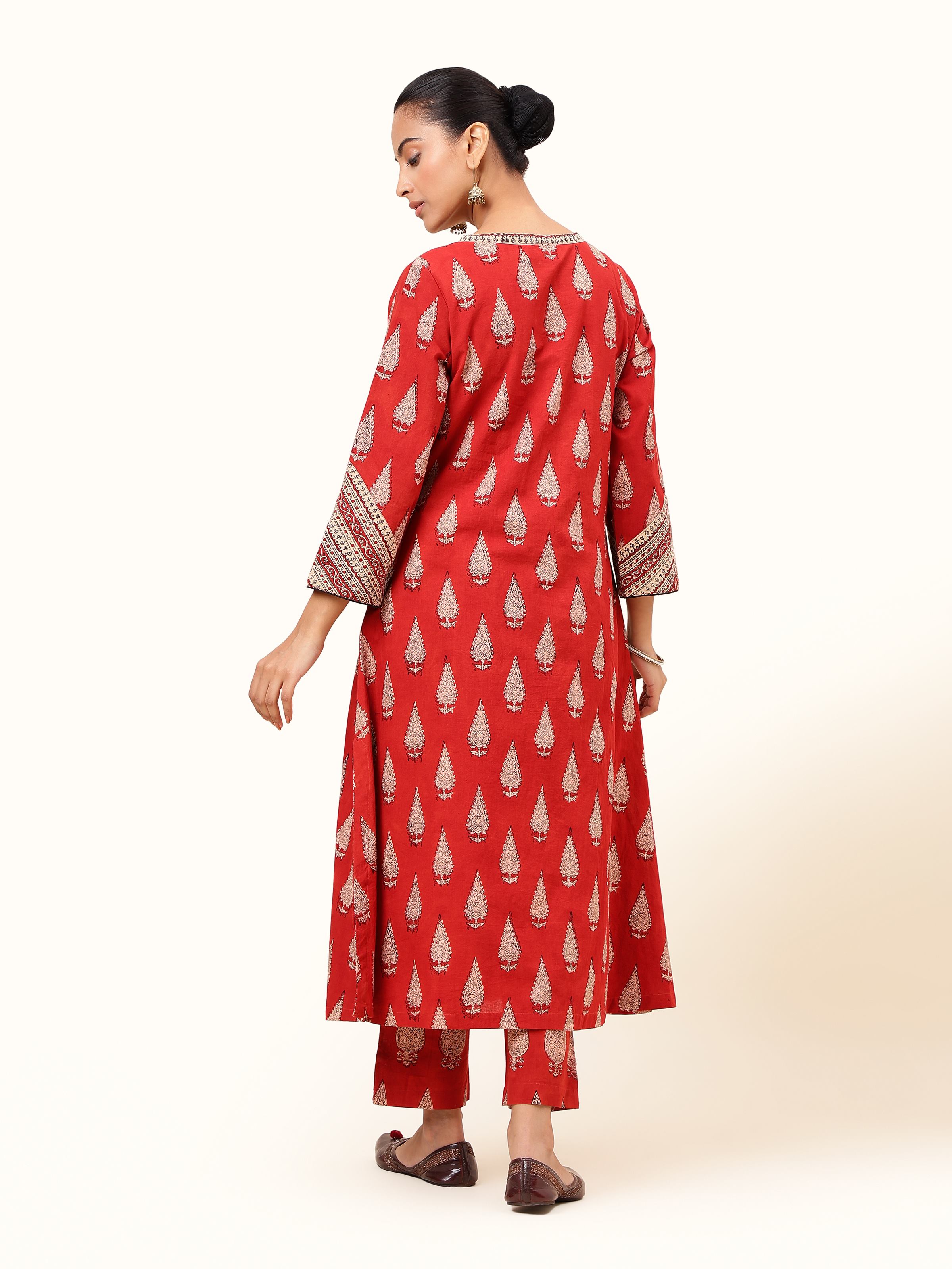 Back view showing the block printed details and the overall look of the kurta.