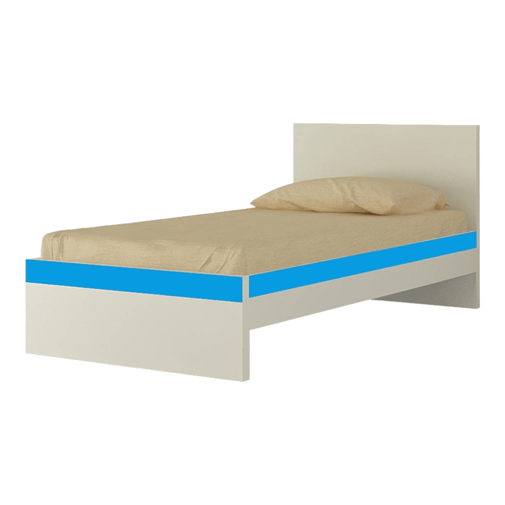 Riga Engineered Wood Bed in Azure Blue Colour