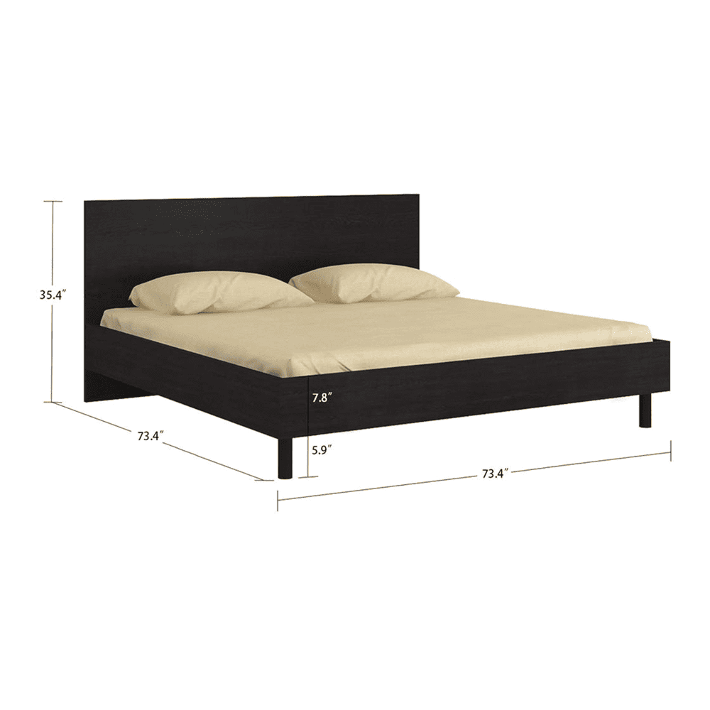Fiona Engineered Wood Non Storage Bed in Antique Ebony Colour