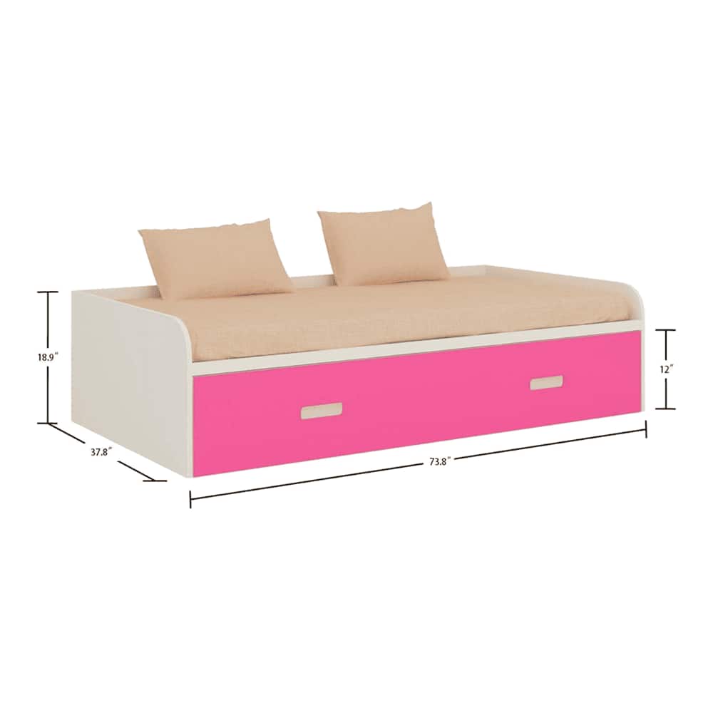 Celestia Engineered Wood Bed in Ivory Barbie Pink Colour