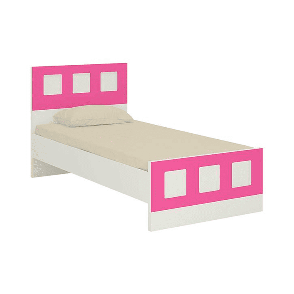 Cordoba Engineered Wood Bed in Ivory Barbie Pink Colour