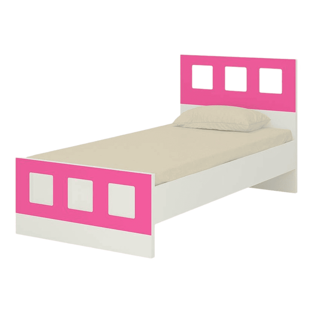 Cordoba Engineered Wood Bed in Ivory Barbie Pink Colour