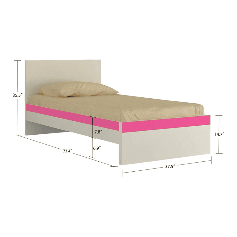 Riga Engineered Wood Bed in Barbie Pink Colour