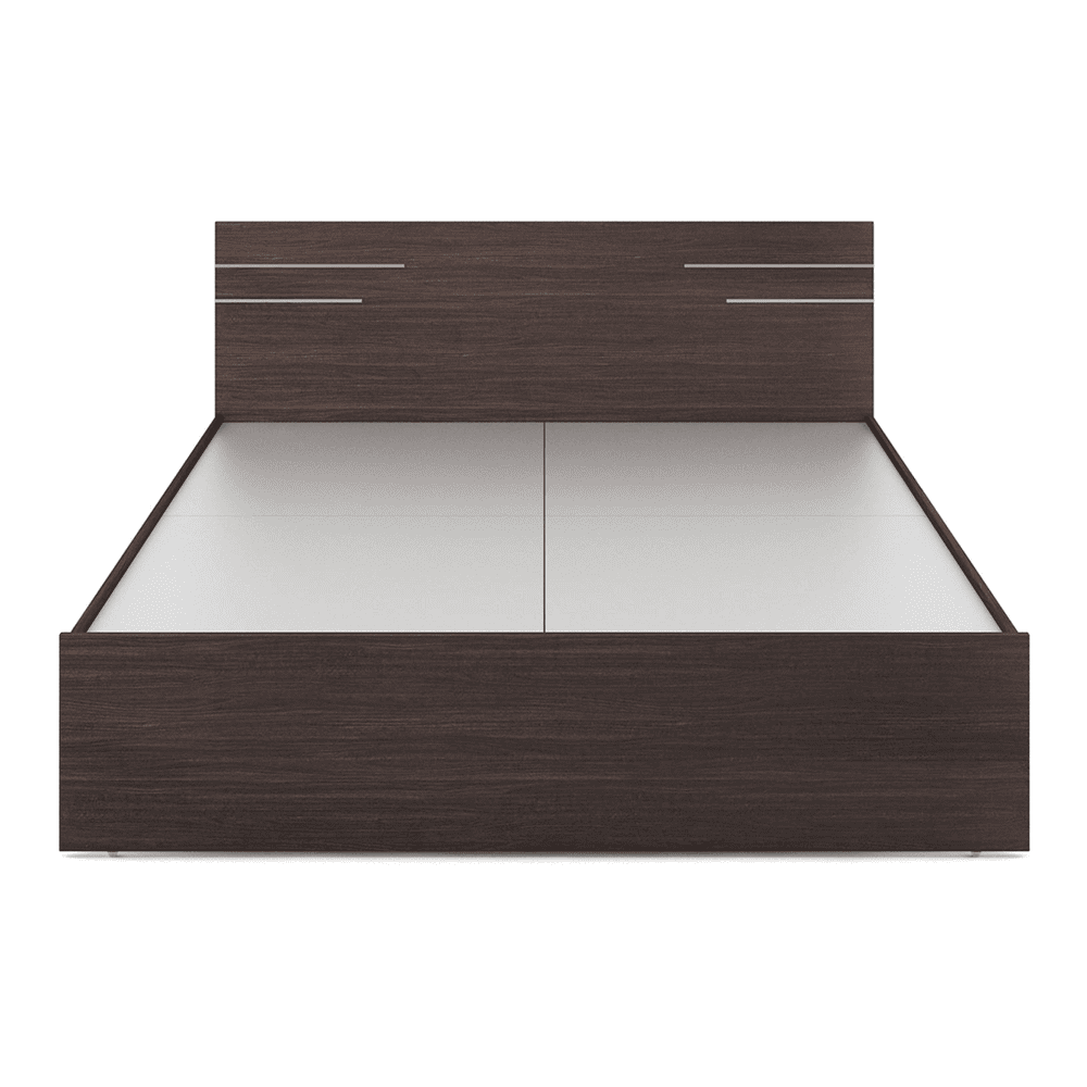 Asher Engineered Wood Queen Size Non Storage Bed In Choco Walnut Finish