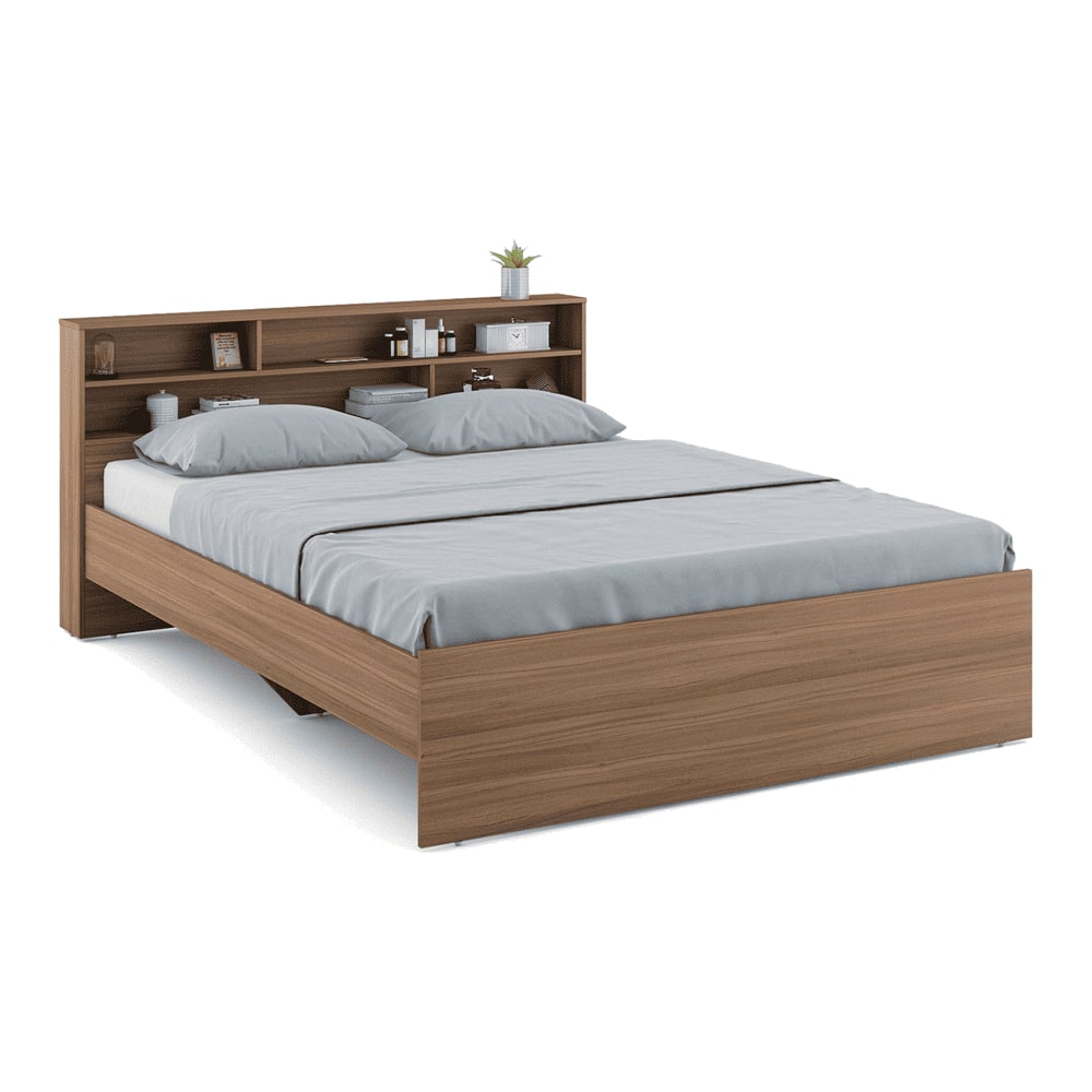 Knox Engineered Wood Queen Size Non Storage Bed In Exotic Teak Finish