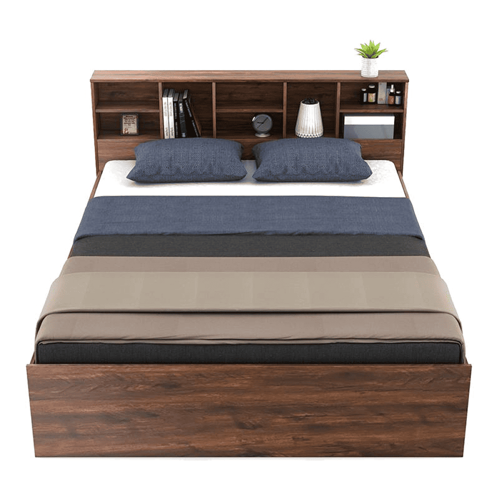 Nexon Queen Bed In Natural Teak Finish