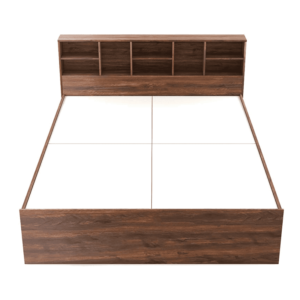 Nexon Queen Bed In Natural Teak Finish