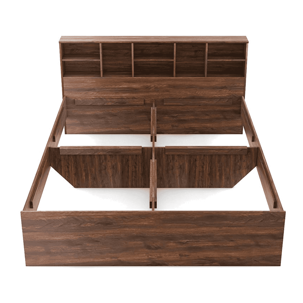Nexon Queen Bed In Natural Teak Finish