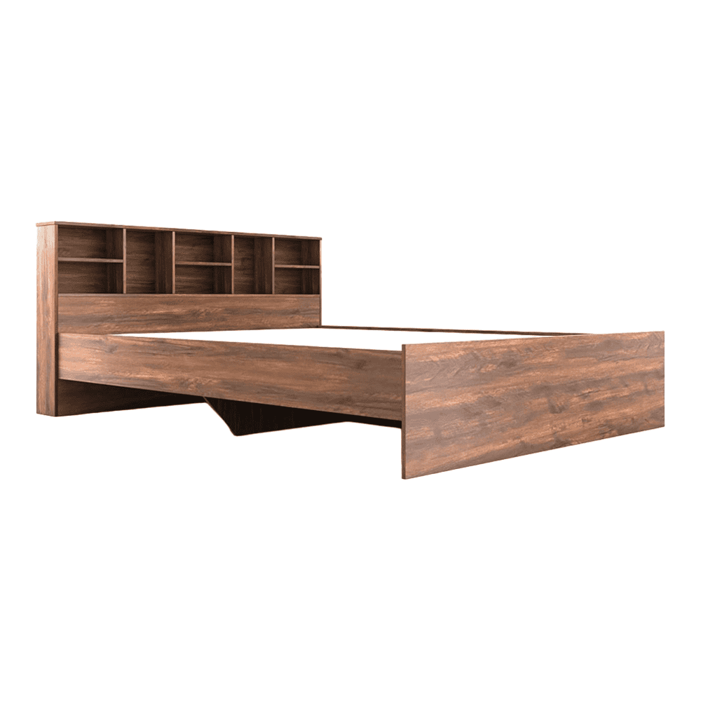 Nexon Queen Bed In Natural Teak Finish