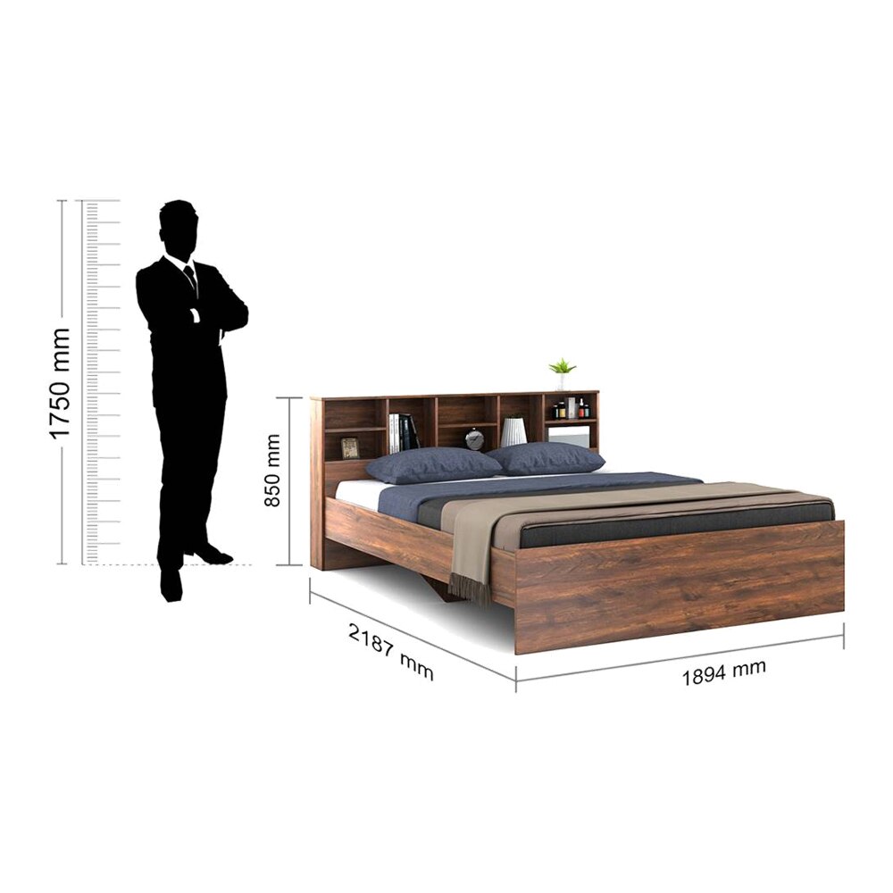 Nexon King Bed In Natural Teak Finish