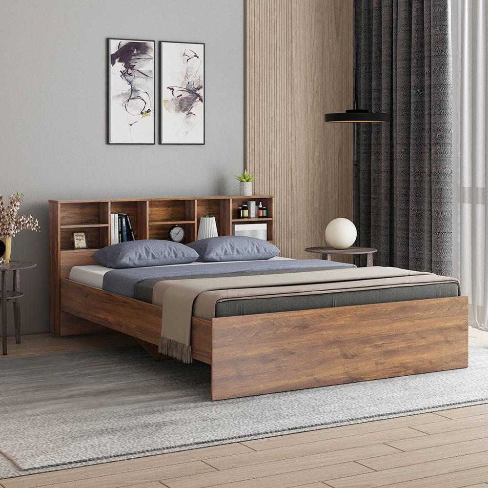 Nexon King Bed In Natural Teak Finish