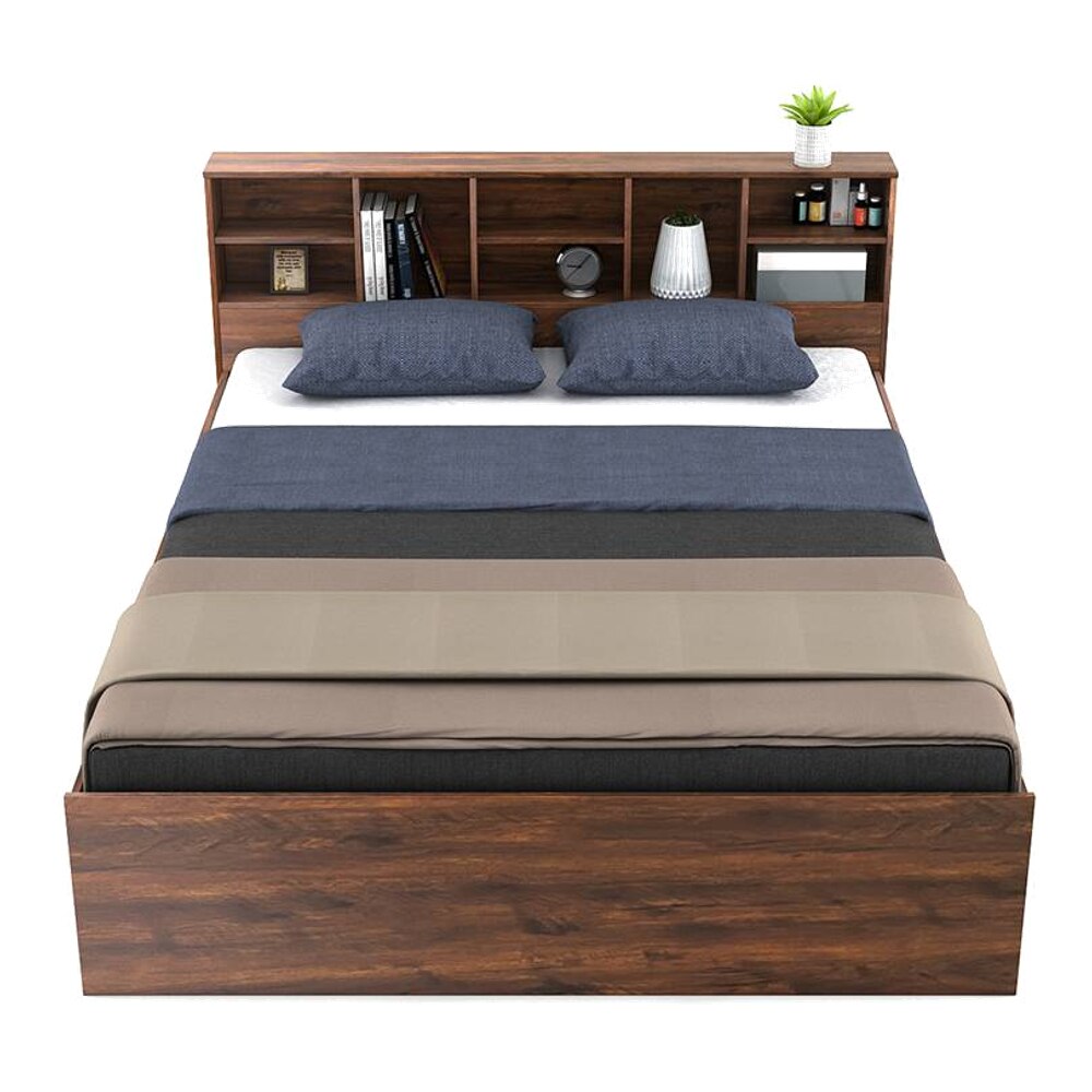 Nexon King Bed In Natural Teak Finish