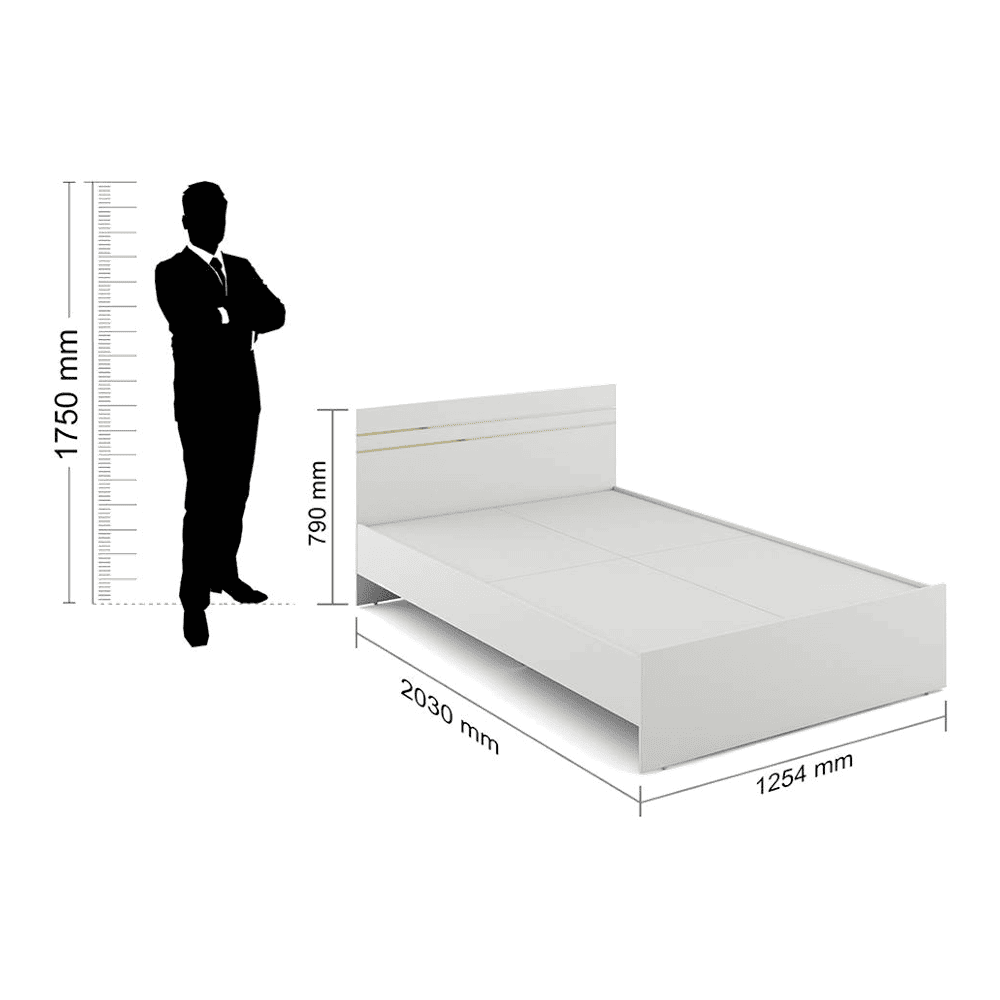 Kane Double Bed In Frosty White Color