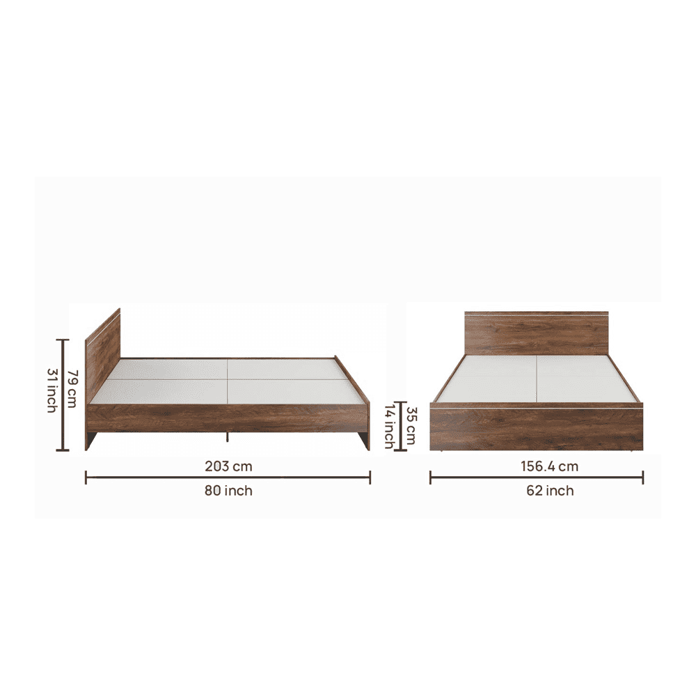 Amber Queen Bed In Natural Teak Finish
