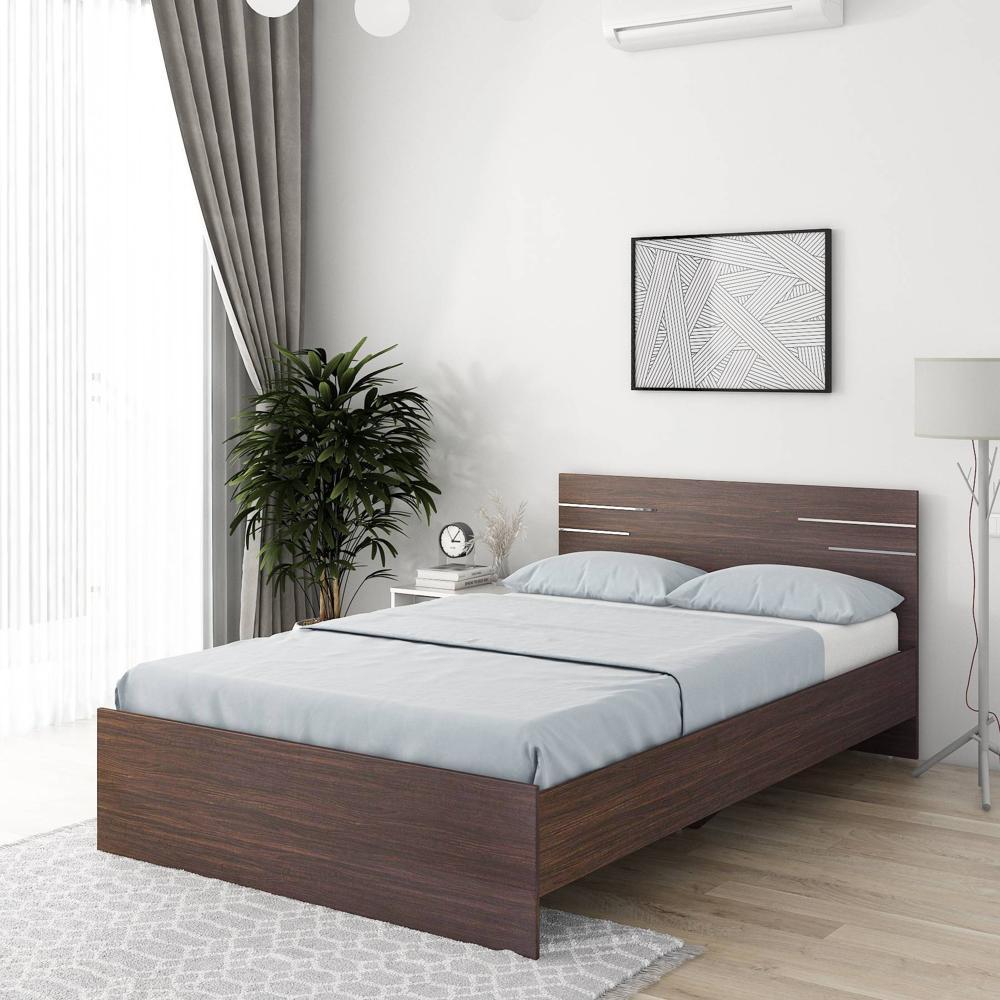 Asher Double Size Bed In Choco Walnut Finish