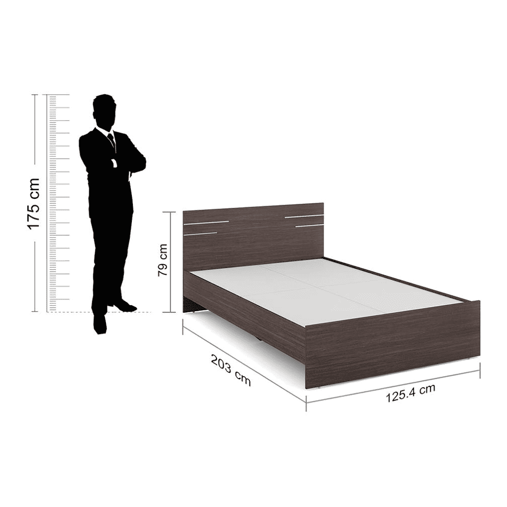Asher Double Size Bed In Choco Walnut Finish