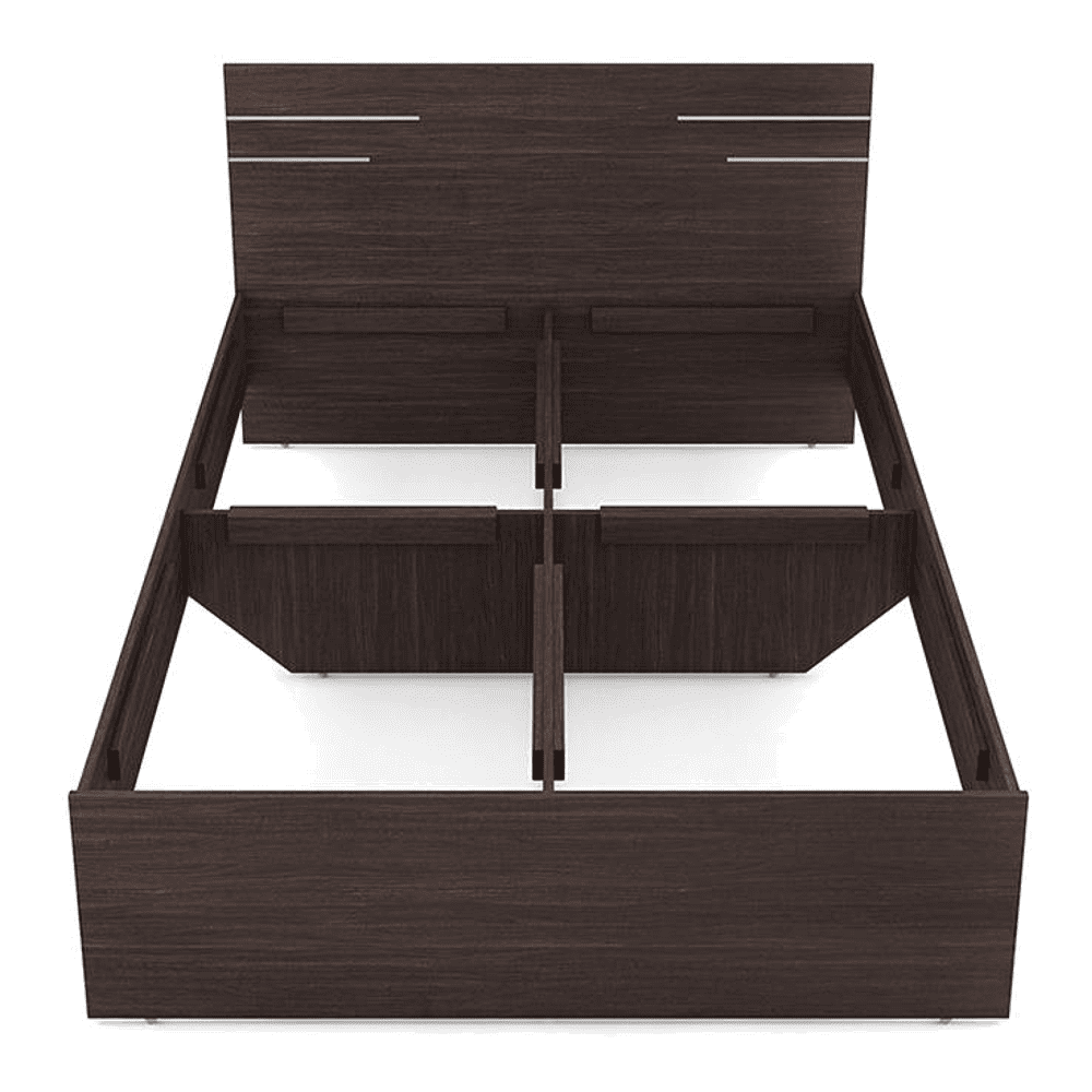 Asher Double Size Bed In Choco Walnut Finish