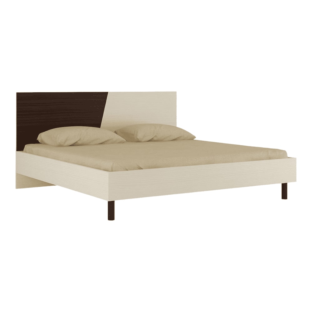 Fiona Engineered Wood Non Storage Bed in Light Wood Coffee Walnut Colour