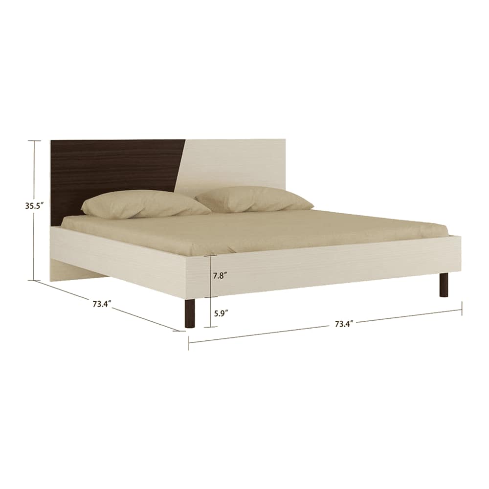 Fiona Engineered Wood Non Storage Bed in Light Wood Coffee Walnut Colour