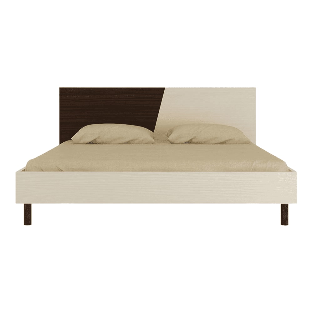 Fiona Engineered Wood Non Storage Bed in Light Wood Coffee Walnut Colour