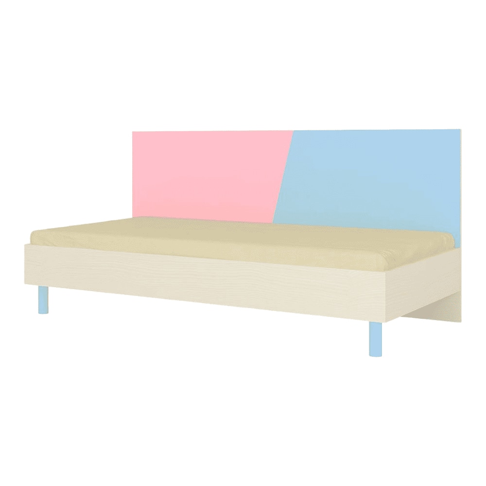 Fiona Engineered Wood Non Storage Bed in English Pink Sky Blue Colour