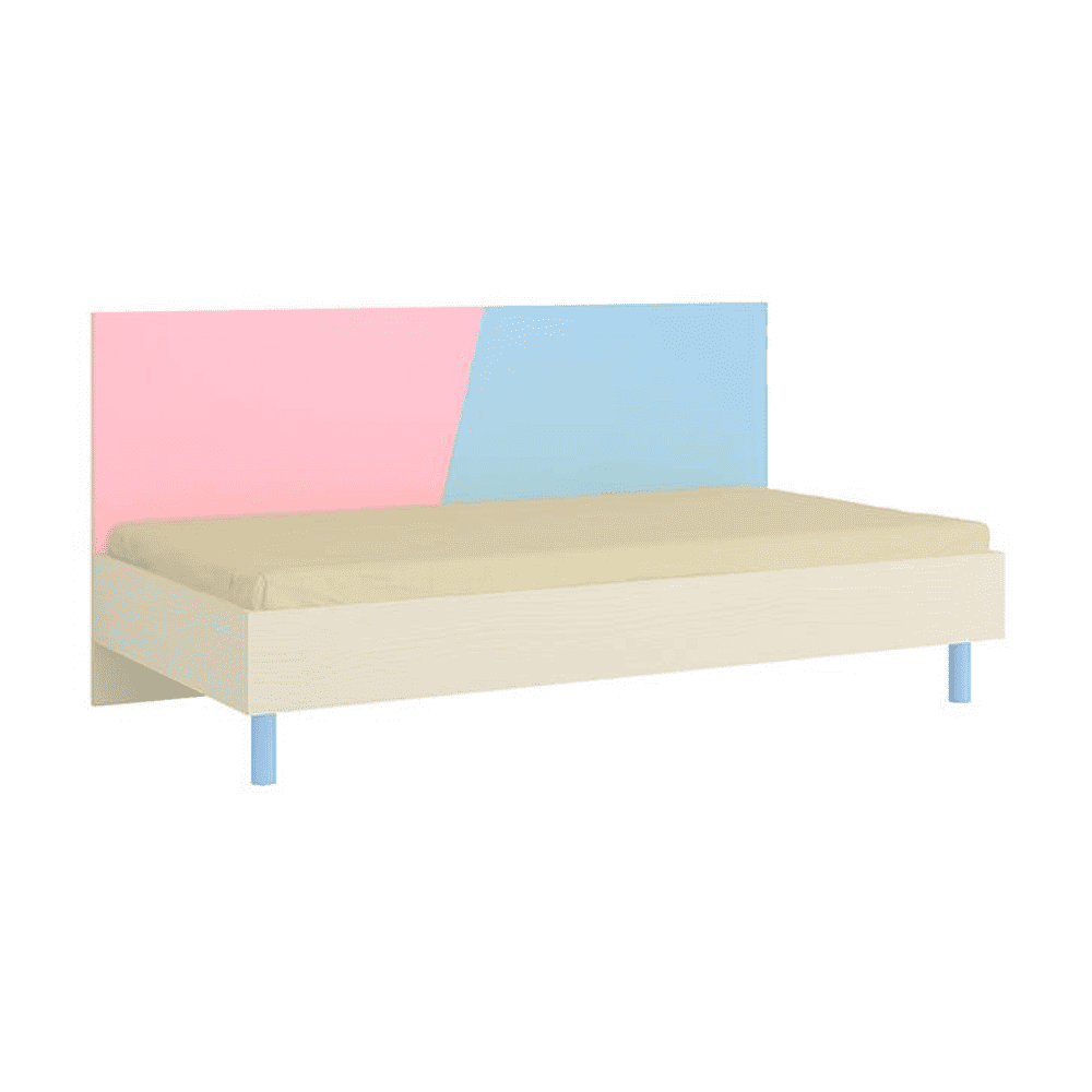 Fiona Engineered Wood Non Storage Bed in English Pink Sky Blue Colour