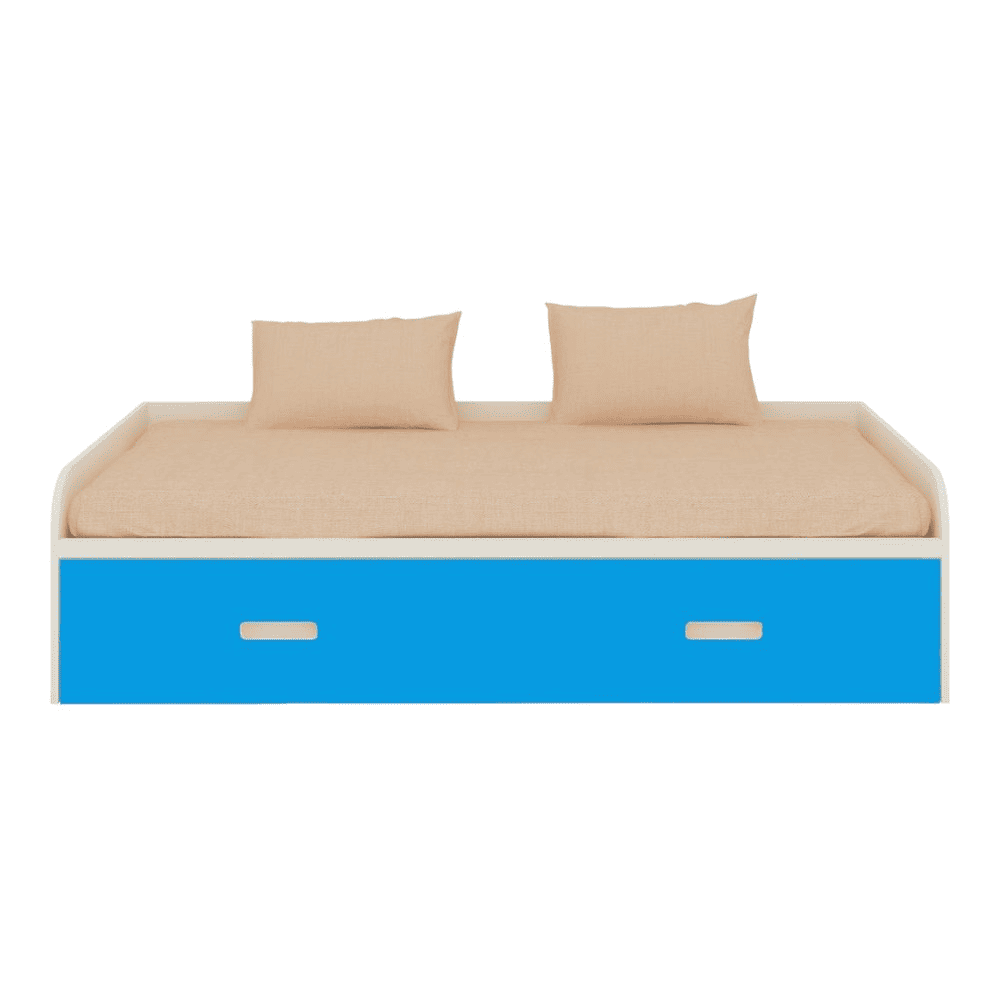 Celestia Engineered Wood Bed in Ivory Azure Blue Colour