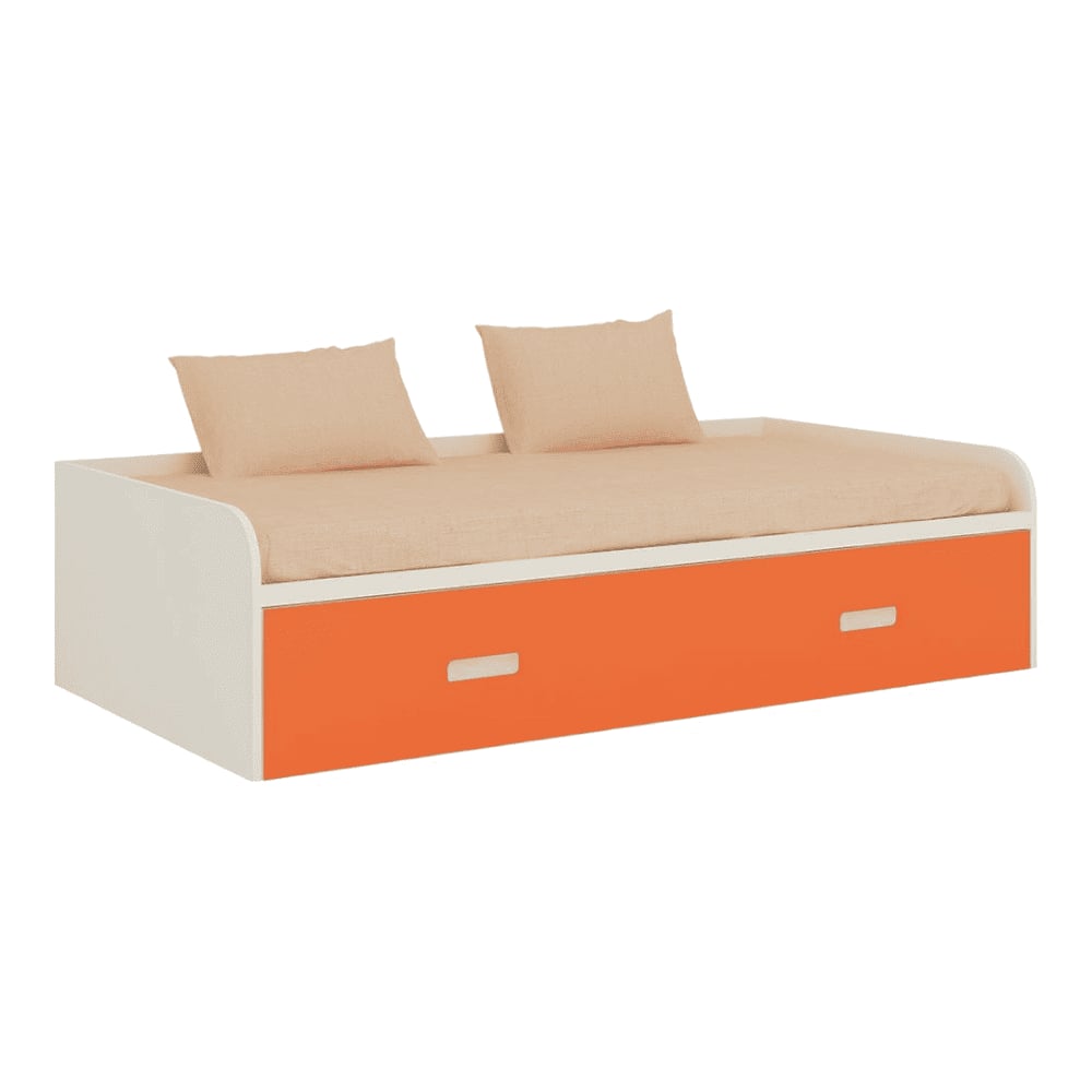 Celestia Engineered Wood Bed in Ivory Light Orange Colour