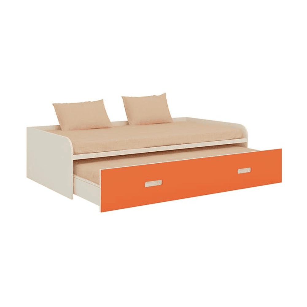 Celestia Engineered Wood Bed in Ivory Light Orange Colour