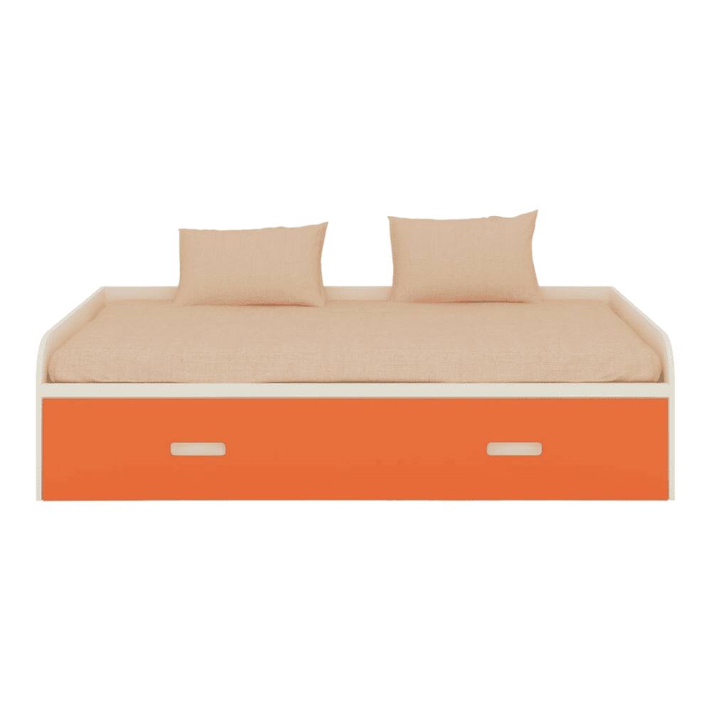 Celestia Engineered Wood Bed in Ivory Light Orange Colour