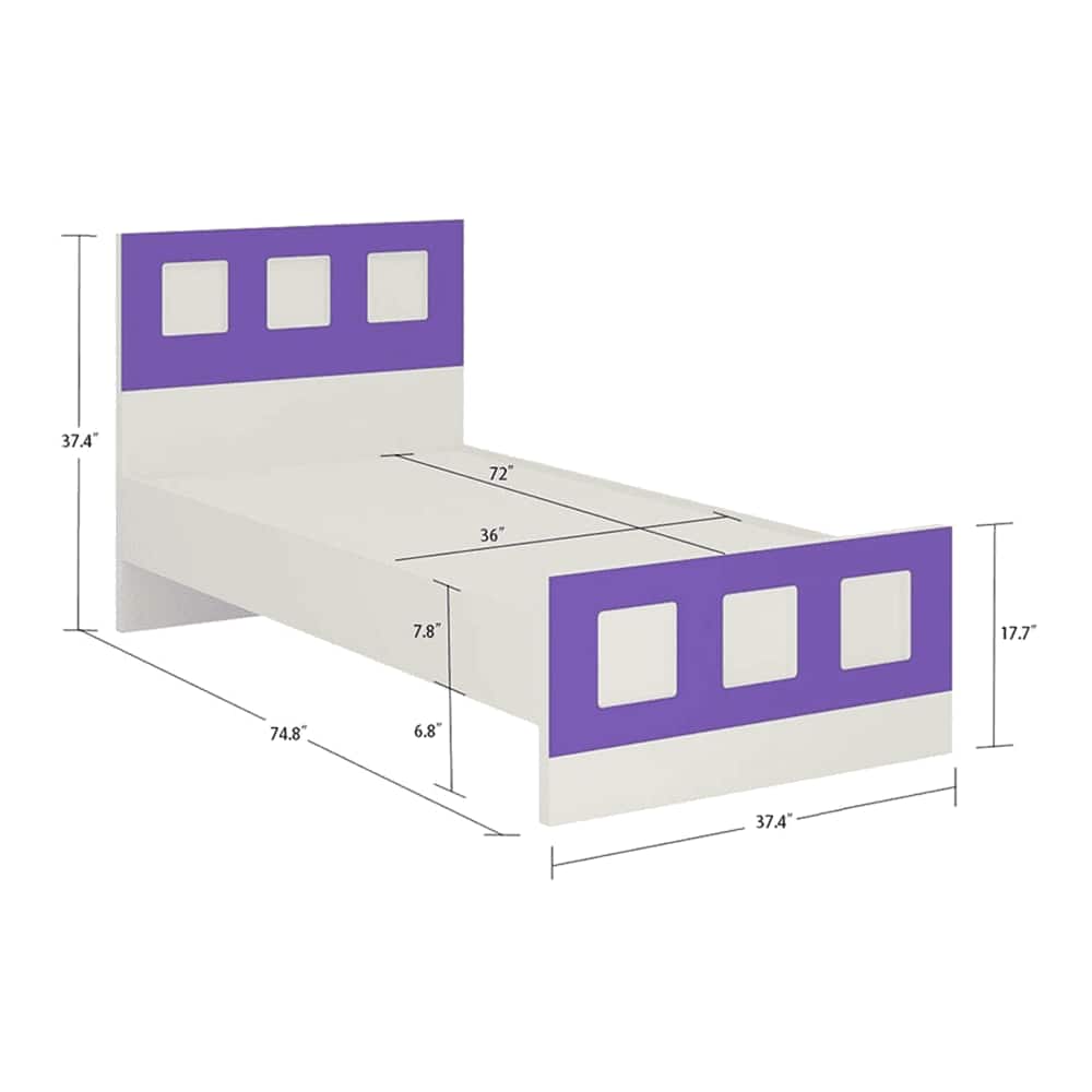 Cordoba Engineered Wood Bed in Ivory Lavender Purple Colour