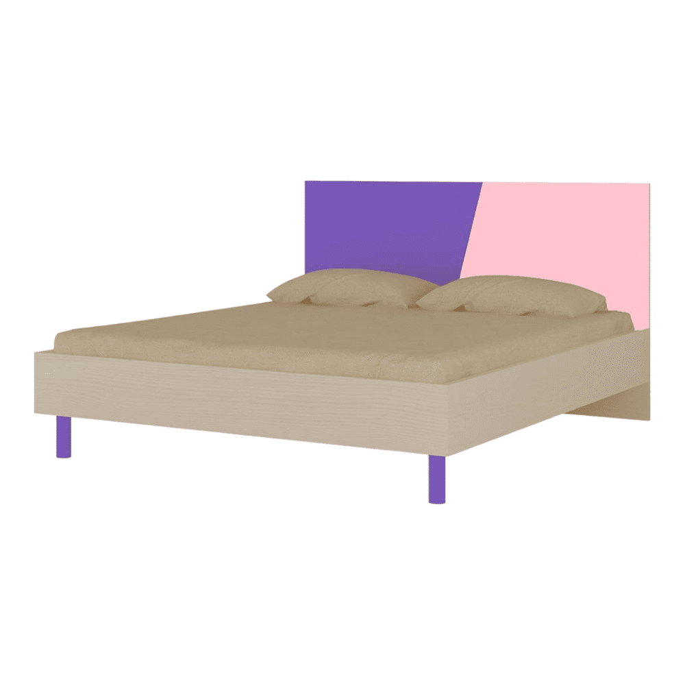 Fiona Engineered Wood Non Storage Bed in Lavender Purple English Pink Colour