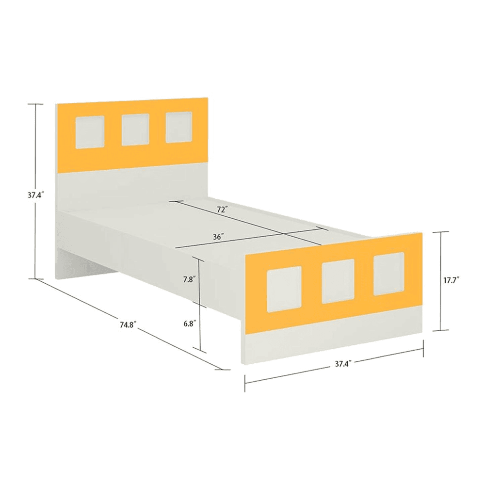 Cordoba Engineered Wood Bed in Ivory Mango Yellow Colour