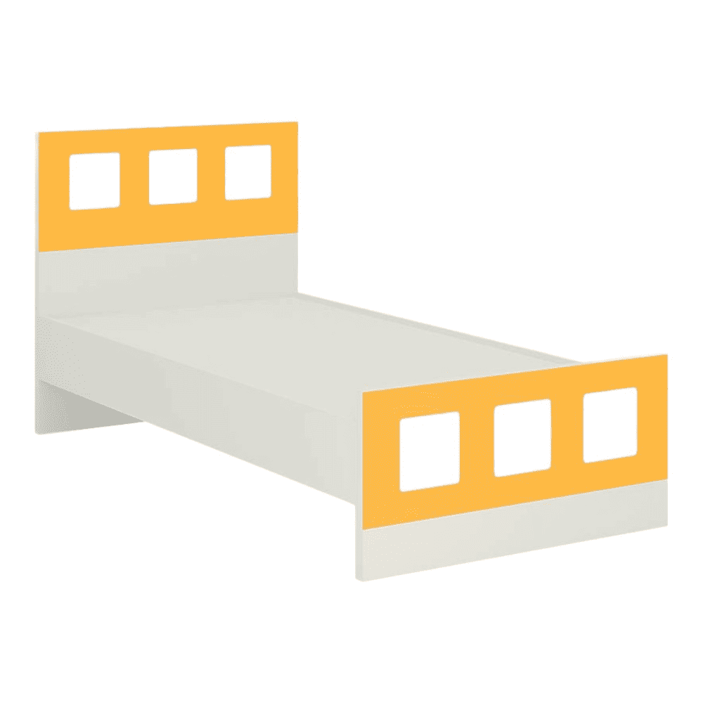 Cordoba Engineered Wood Bed in Ivory Mango Yellow Colour