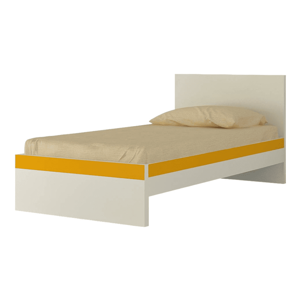 Riga Engineered Wood Bed in Mango Yellow Colour