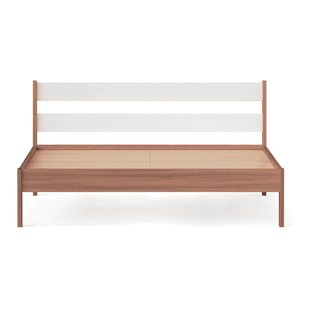 Roverb Engineered Wood Queen Size Non Storage Bed In Walnut & White Finish