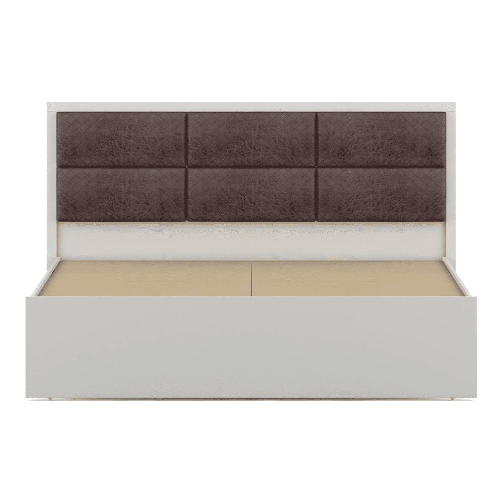 Axel Engineered Wood Queen Size Non Storage Bed In Frosty White Finish