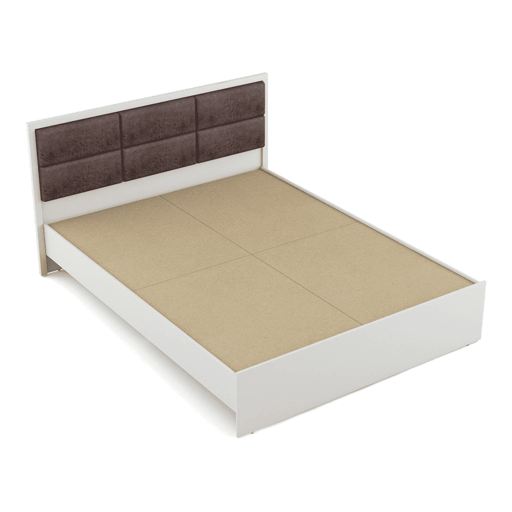 Axel Engineered Wood Queen Size Non Storage Bed In Frosty White Finish