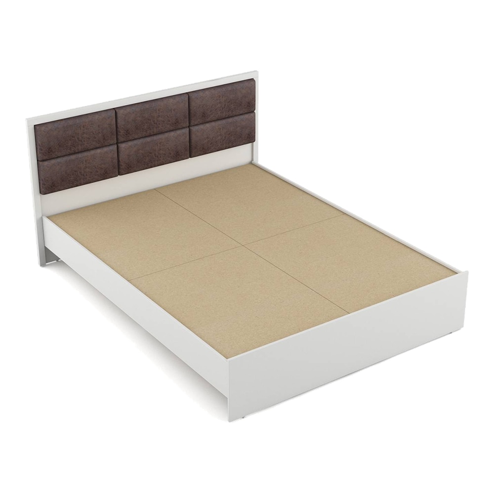 Axel Engineered Wood King Size Non Storage Bed In Frosty White Finish