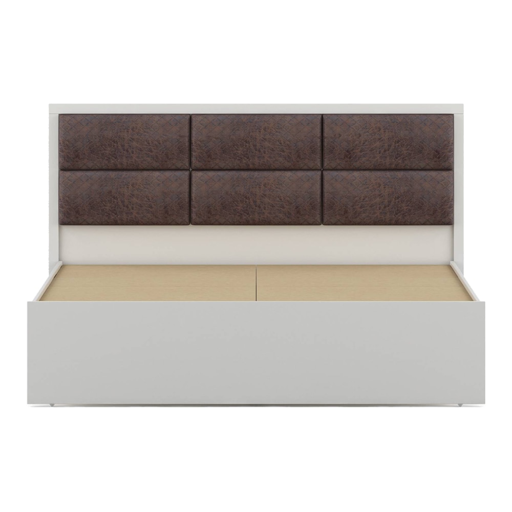 Axel Engineered Wood King Size Non Storage Bed In Frosty White Finish