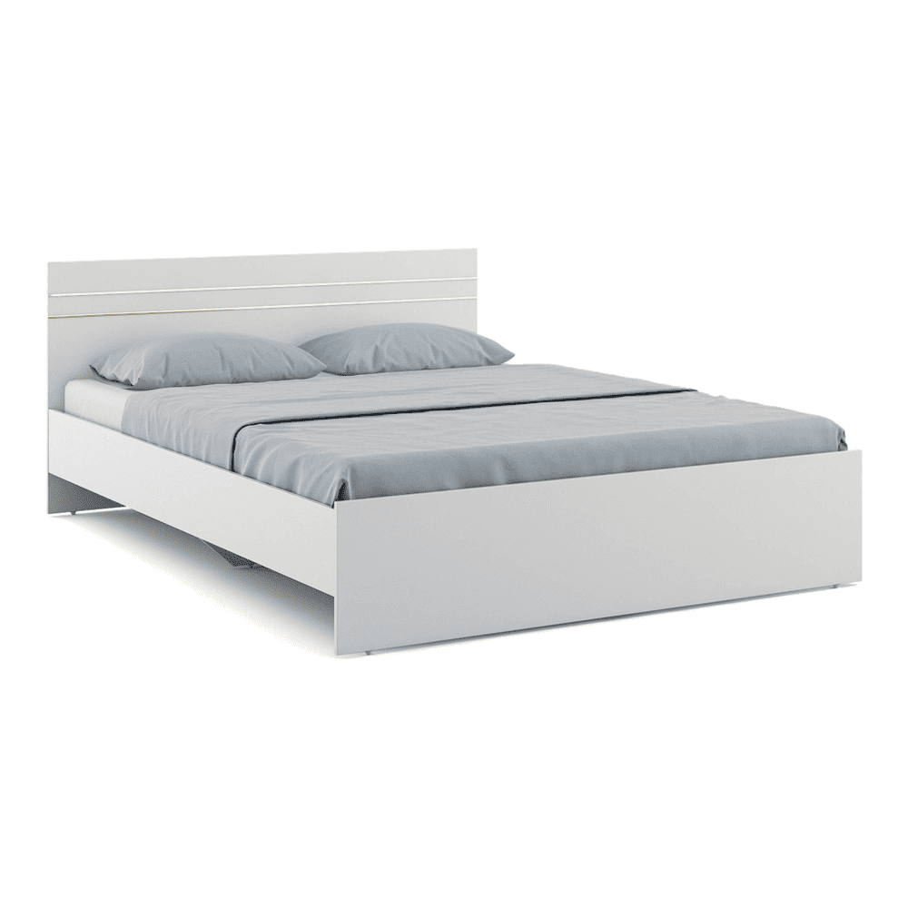 Kane Engineered Wood Queen Size Non Storage Bed In Frosty White Finish