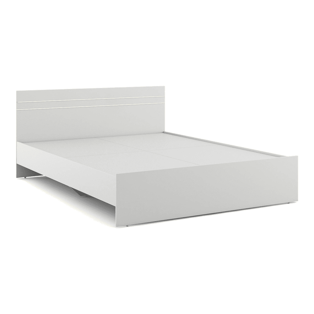 Kane Engineered Wood Queen Size Non Storage Bed In Frosty White Finish