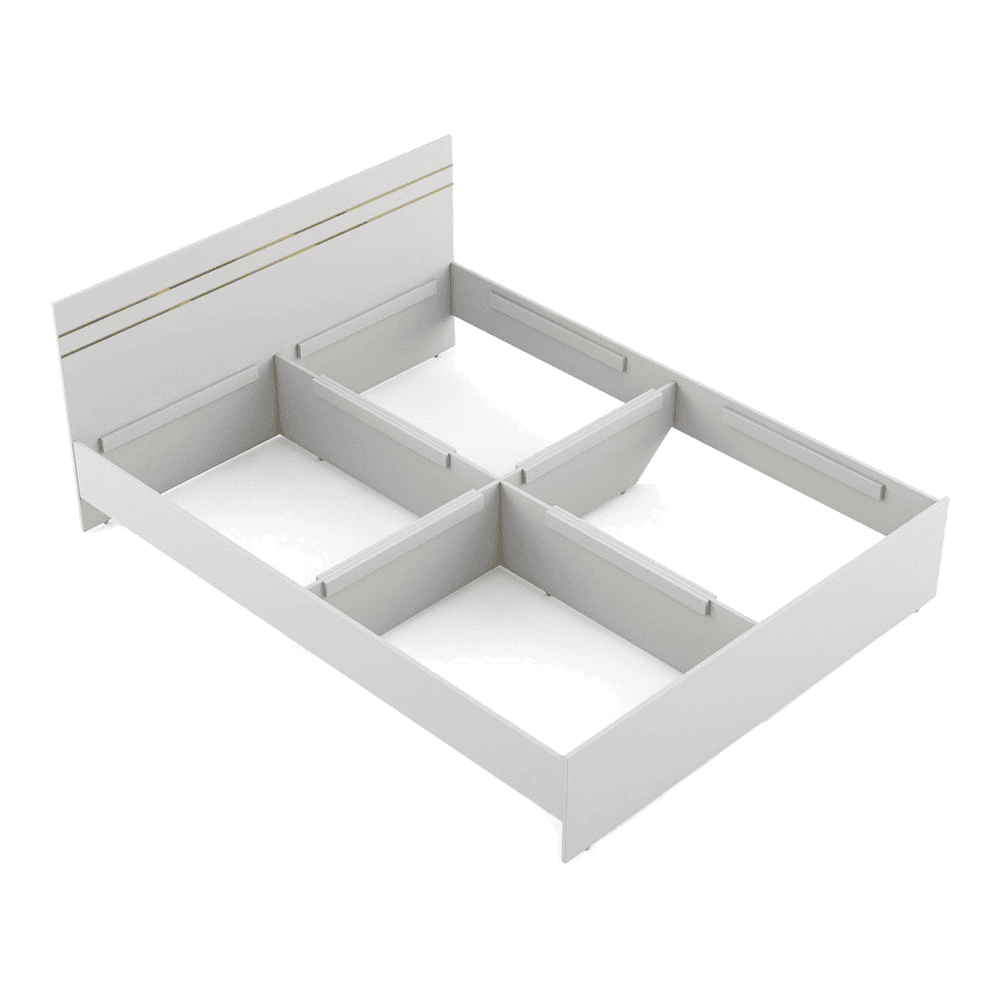 Kane Engineered Wood Queen Size Non Storage Bed In Frosty White Finish