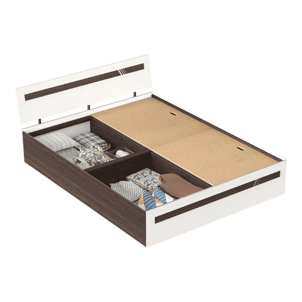 Pollo Engineered Wood Non Storage Bed In Wenge & White Finish
