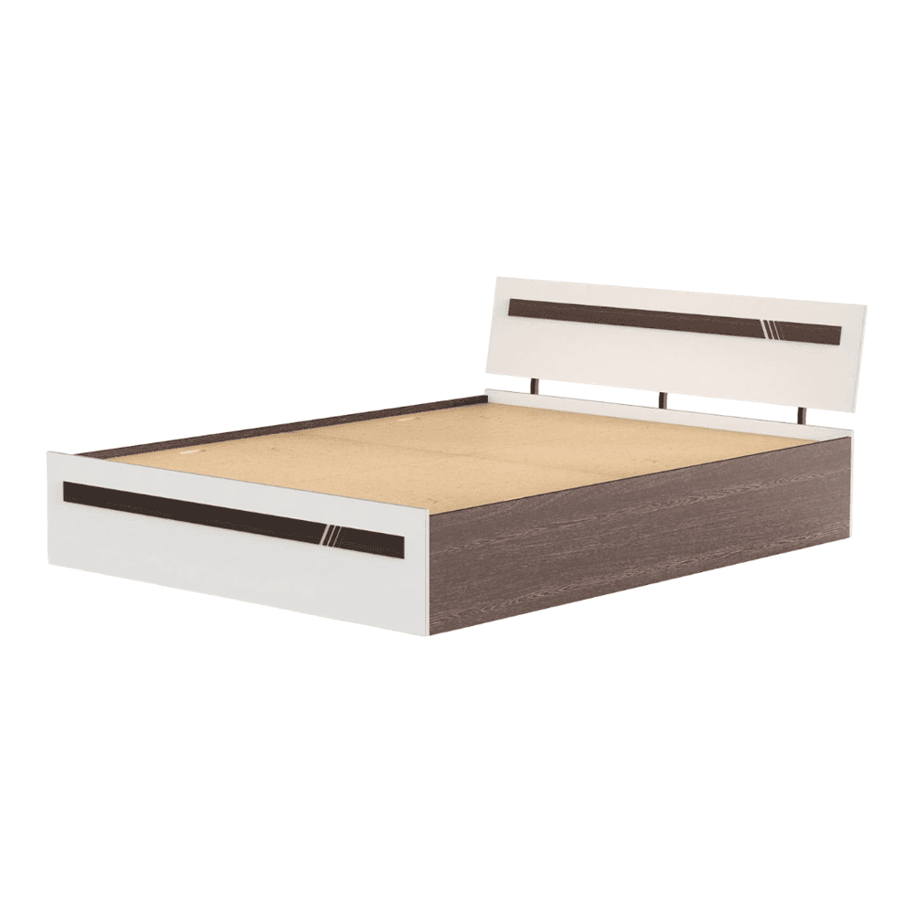 Pollo Engineered Wood Non Storage Bed In Wenge & White Finish
